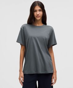 All Yours Cotton T-Shirt | Women's Short Sleeve Shirts & Tee's | lululemon Shoes Wishlist, Short Sleeve Shirt Women, Short Sleeve Tops, Short Sleeve Shirts, Extra Room, Pima Cotton, Christmas List, Shirt Outfit, Long Tops