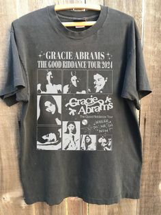 Comfort Color Gracie-Abrams 2024, 90s Gracie shirt, retro Gracie Graphic Abrams T-Shirt, Abrams shirt, Gift for men women unisex shirt  Our custom designed apparel is of the highest quality, so you can wear it with confidence. A high quality direct to garment printer is used to print the designs directly on the apparel. - To ensure that the colors are precisely matched, we recommend that you select shirts of the same style (e.g. unisex t-shirt, hoodie, sweatshirt). - Additionally, please take ca Vintage Fan Merchandise Shirt For Summer, Vintage Letter Print Shirt For Concerts, Vintage Shirt With Graphic Print For Concerts, Vintage Crew Neck Shirt With Graphic Design, Comfort Color, Direct To Garment Printer, Personalized Shirts, Gift For Men, Unisex Shirt