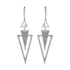 These bold statement earrings feature triangles in both high polish and contrasting texture. Earring Information Length 2.50 inches Width 0.75 inches Backing French Wire Rhodium Polish Yes Metal 925 Sterling Silver Small Diamond Stud Earrings, Ring Texture, Large Silver Hoop Earrings, Handmade Gold Jewellery, Safety Pin Earrings, Hammered Hoop Earrings, Fancy Earrings, Minimalist Studs, Druzy Crystal