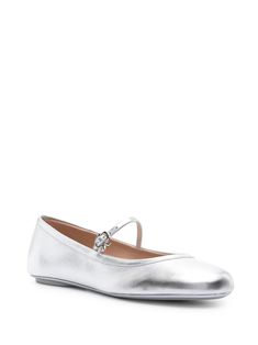 Gianvito Rossi Carla Leather Ballerina Flats - Farfetch Silver Slip-on Flats With Removable Insole, Classic Silver Flats With Round Toe, Silver Leather Flats For Spring, Spring Formal Silver Ballet Flats, Spring Silver Formal Ballet Flats, Silver Leather Slip-on Ballet Flats, Silver Leather Ballet Flats For Spring, Silver Leather Ballet Flats For Formal Occasions, Metallic Flats For Formal Occasions