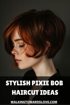 Explore chic and trendy Pixie Bob Haircut Ideas to revamp your look this season. From sleek and structured styles to messy and textured cuts, find the perfect Pixie Bob Hairstyles that suit your personality and enhance your features. Whether you're looking for a bold new change or a subtle update, these haircut ideas offer endless versatility to help you achieve a fresh and modern appearance. Discover inspiration for your next hair transformation with these gorgeous Pixie Bob Hairstyles! Bixie 90s Haircut 2024, Pixie Side Bangs, Microbob Hairstyle, Winter Bob Hair, Boyfriend Bob Haircut, Outgrown Pixie Haircut, Long Pixie Bob Haircut, Medium Pixie Haircut, Grow Out Pixie