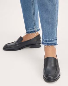 The Modern Loafer Black – Everlane Leather Slip-ons With Brogue Detailing And Flat Heel, Swift Leather Slip-on Shoes For Work, Slip-on Swift Leather Workwear Shoes, Slip-on Swift Leather Shoes For Work, Workwear Slip-ons With Leather Footbed And Almond Toe, Workwear Almond Toe Slip-ons With Leather Footbed, Slip-on Leather Shoes With Stitched Sole For Work, Leather Footbed Flats For Work With Plain Toe, Workwear Flats With Leather Footbed And Plain Toe