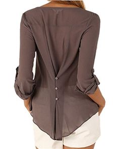 Beautyart Chiffon Blouse Shirt Fall Deep V Neck Buttoned Back High Low Asymmetric Loose Casual 2016 Women Top *** Check out this great product. We are a participant in the Amazon Services LLC Associates Program, an affiliate advertising program designed to provide a means for us to earn fees by linking to Amazon.com and affiliated sites. Casual Chiffon Blouse, Casual Blouse Shirts, Chiffon Shirt Blouse, Chiffon Blouses, Chiffon Long Sleeve, Summer Blouses, Womens Long Sleeve Shirts, Chiffon Shirt, Women Shirts Blouse