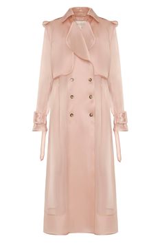 Organza Sheer Coat - Materiel Sheer Coat, Mode Mantel, Trench Dress, Couture Mode, Double Breasted Trench Coat, Belted Coat, Silk Organza, Pink Silk