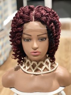 Braided afro curly wig. just as pictured. color is burgundy. It’s All Burgundy. | eBay Braided Afro, Afro Curly Wig, Twist Short, Real Wigs, Cornrow Ponytail, Afro Wig, Afro Twist, Style Wig, Textured Curly Hair