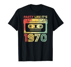 PRICES MAY VARY. Fun, classic vintage look, easy gift idea for people born in 1970 Makes a groovy costume starter for a back to the 70's roller disco theme party event Lightweight, Classic fit, Double-needle sleeve and bottom hem Vintage Party Tops With Letter Print, Vintage Letter Print Tops For Party, Vintage Summer Party T-shirt, Retro Graphic Print Party Tops, Retro Party Tops With Graphic Print, Vintage Graphic Print Party Tops, Retro Graphic Print T-shirt For Birthday, Retro Crew Neck T-shirt For Festivals, Retro Graphic Print Tops For Party