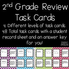 the 2nd grade review task cards for students to work on their task and answer questions