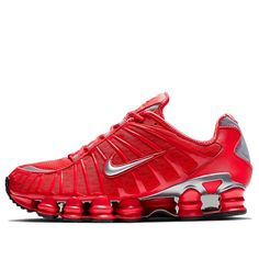 Nike Shox TL 'Speed Red' Speed Red/Metallic Silver Marathon Running Shoes/Sneakers Mens Nike Shox, Nike Shox Tl, Nike Low Tops, Nike Shox R4, Shoes Outfit Fashion, Tenis Nike, Marathon Running Shoes, Sport Shoes Women, Mens Nike Shoes