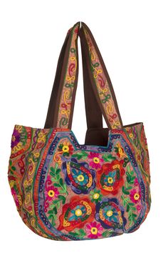 PRICES MAY VARY. USPTO REGISTERED TRADEMARKED BRAND ✮QUALITY HANDMADE CRAFTSMANSHIP - Handmade by Tribe Azure Fair Trade Artisans. Each Bag is individually made by hand with great attention to details. Embroidered floral elephant tapestry with real mirrors. ✮STRONG, DURABLE, COMFORTABLE - Outside is soft cotton. Inside is thick canvas fabric lining for maximum durability. Large wide straps for a comfortable carry ✮LARGE/MEDIUM ROOMY SIZE: 12"Height x 13" width x 7" depth. Handle Drops 11 inches. Work Laptop, Elephant Tapestry, Floral Handbags, Laptop Shoulder Bag, Floral Purse, Printed Handbags, Top Handle Handbags, Travel School, Large Shoulder Bags