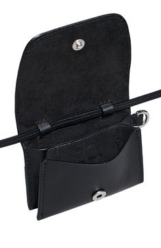 An optional strap allows for crossbody and belt styling of a sleek wallet that's crafted from smooth Italian leather. Magnetic-snap closure Removable belt/crossbody strap Exterior back card slot Dual interior compartments Unlined Leather Made in Portugal Black Leather Wallet On Chain With Detachable Strap, Black Leather Wallet On Chain For Business, Modern Leather Wallet With Snap Closure, Versatile Leather Wallet With Snap Closure, Black Leather Wallet With Adjustable Strap, Leather Wallet On Chain With Card Slots For Everyday, Leather Crossbody Wallet With Snap Closure, Leather Wallets With Adjustable Strap For Formal Occasions, Modern Leather Wallets With Detachable Strap