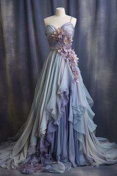 Wisteria inspired gown Garden Of Time Inspired Dress, Fantasy Bridesmaid Dresses, Garden Of Time Dress, Fairy Ballgown, Fairytail Dress, Fairy Tail Dress, Ethereal Ball Gown, Mystical Dresses, Wisteria Dress