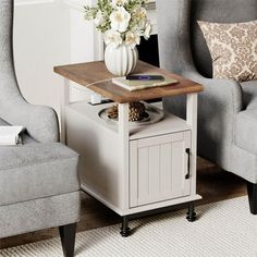 a living room scene with focus on the end table