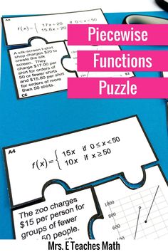 two pieces of puzzle with the words piecewise functions puzzle on top of each other