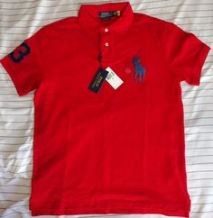 Ralph Lauren Shirts Men, Red Polo Shirt, Red Polo, Golf T Shirts, Ralph Lauren Shirt, Men's Polo, New Man, Custom Shirts, Polo Ralph