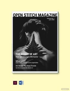 the cover of an open stitch magazine with a man's face painted on it