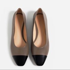 Zara 100% Leather Cap Toe Flat Shoes Brand New Soft Ballet Flats, Stunning Shoes, Leather Cap, Leather Ballet Flats, Shoes Brand, Classic Shoes, Zara Shoes, Leather Flats, Flat Shoes