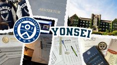 collage of photos with the words yonsei and images of students in front of an old building