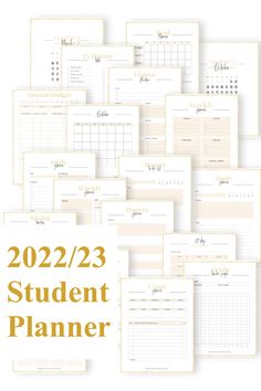 the student planner is shown in yellow and white with text that reads, 2021 / 23