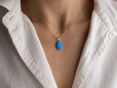 "Blue Sterling Opal Necklace * Sterling Silver Oval Opal Pendant * Dainty Layering Necklace * 14k Gold Minimalist Gemstone Statement Necklace ♥ The Sterling Blue Opal, with its soothing hues, it symbolizes peace, communication and spiritual clarity. This necklace encourages you to dive deep into introspection, fostering serenity and enhancing your connection with inner wisdom.  ♥ A delightful and distinctive way to express love to your cherished ones (including yourself), offering a charming, delicate, and imaginative gift. ▶ Sterling Opal, a man-made gemstone, seamlessly blends the vibrant play of color and unique characteristics found in authentic opals. While natural opals can be exceptionally costly, especially for a gemstone of this size, Sterling Opal provides an affordable alternati Affordable Spiritual Gemstone Jewelry, Blue Oval Pendant Necklace With Birthstone, Blue Oval Birthstone Necklaces, Blue Birthstone Necklace With Oval Pendant, Dainty Blue Oval Necklace, Blue Oval Birthstone Necklace, Blue Oval Pendant Necklace In Dainty Style, Blue Dainty Oval Pendant Necklace, Dainty Blue Oval Pendant Necklace