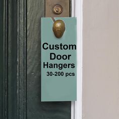 a door hanger that says custom door hangers 30 - 200 pcs on it