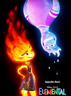 the poster for disney's upcoming animated movie, fire and ice is shown in front of a black background