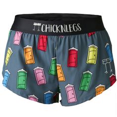 Closeup product shot of the women's porta potty 1.5 inch split running shorts from ChicknLegs. Chickn Legs Shorts, Chicken Leg Shorts, Chicken Legs Shorts, Porta Potty, Best Running Shorts, Bday Wishlist, Band Camp, Ootd Inspo, Running Shorts Women