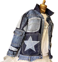 CUSTOM ORDER Denim Chore Coat Denim Mosaic Patchwork All sizes Please star size desired in a note. Allow 2-3 weeks for construction. Mosaic Patchwork, Sewing Denim, Upcycling Jeans, Jeans Crafts, Thread Crafts, Tree Skirt Pattern, Reworked Denim, Altered Clothing, Patchwork Coat