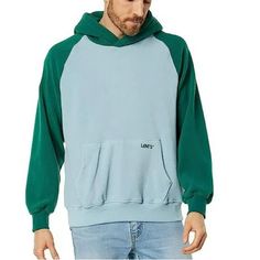 Levis Mens Pull Over Hoodie Fleece Green And Blue Size X-Large Nwt Condition See All Photos For Details Or Flaws *Measurements (In Inches) Should To Shoulder - 25.5” Pit To Pit -28” Sleeve Length - 27.5 Shoulder To Hem Length - 27.5” Casual Winter Sweatshirt With Raglan Sleeves, Casual Raglan Sleeve Winter Sweatshirt, Green Long Sleeve Sweats With Kangaroo Pocket, Blue Sweats For Streetwear In Fall, Blue Sweats For Fall Streetwear, Casual Outdoor Winter Sweats, Blue Crew Neck Hoodie For Outdoor, Blue Long Sleeve Sweats With Kangaroo Pocket, Urban Blue Sweatshirt For Outdoor