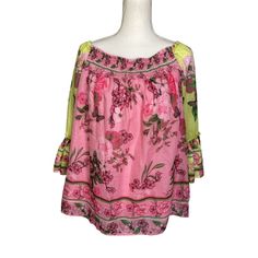 Colleen Lopez Flounce Sleeve Smock-Neck Peasant Blouse Pink Green Combo Condition: Preowned Good No Rips Stains Or Tears *Please Review Photos Prior To Purchase! Size: Medium M Measurements Busts: 50" Waist: 50" Length: 24" Sleeve Length: 19" Measurements Are Approximate Keywords Summer Flowy Cottagecore Floral Print Bell Sleeves * Note Items From My Store Our Sourced From Various Locations And Most Types Are Sold In The Following Conditions: New, New Without Tags, Liquidation Preowned And Vinta Spring V-neck Peasant Top, Spring Beach Smock Blouse, Spring Casual Peasant Top With Elastic Neckline, Spring Smock Blouse For Beach, Summer Vacation Smocked Peasant Top, Green Bohemian Peasant Top For Vacation, Spring Vacation Smocked Peasant Top, Bohemian Smock Peasant Top For Spring, Bohemian Smock Tops For Vacation