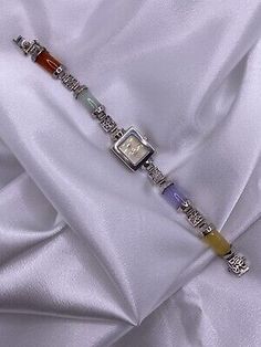 Vintage Aria Ladies Colorful Gemstones Dainty Watch MOP Dial Sterling Silver 925  | eBay Colorful Gemstones, Gemstone Colors, Accessories Watches, Silver 925, Wrist Watch, Jewelry Watches, Vintage Jewelry