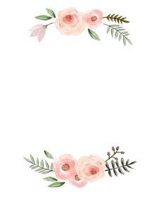 watercolor flowers and leaves are arranged in the shape of a rectangle frame on a white background