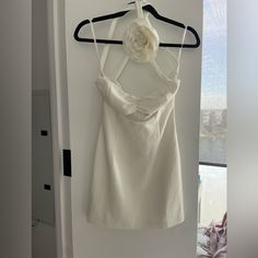 Never Worn Perfect For Bridal Or Summer White Dress White Halter Neck Mini Dress For Formal Occasions, White Formal Halter Neck Mini Dress, Elegant White Mini Dress For Garden Party, Elegant Halter Neck Mini Dress For Brunch, Summer White Dress, White Summer Dress, Summer White, White Dress Summer, White Summer