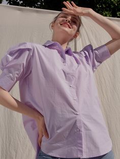 100% cotton short balloon sleeve shirt. Tight cuff at sleeve with button detail. Collared shirt for easy wear. Model is wearing a MINUSEY ONE SIZE. ✔️ Free worldwide express shipping over $100✔️ Loved by 6,500+ customers✔️ Limited edition collections, maximum style⠀⠀⠀⠀⠀⠀⠀⠀⠀Stay ahead of the trend with can’t-find-anywhere-else staples. Your closet will thank you 💕 * MINUSEY ONE SIZE = EU 34-38, US 2-6* 100% Cotton* Dry clean* Made in Korea - Model Height: 173cm/5'8" (US4, EU36) Balloon Sleeve Shirt, Collared Shirt, 12 Days, Button Detail, Easy Wear, Collar Shirts, Model Height, Color Trends, Cotton Shorts