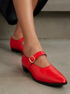 EXCLUSIVE AT NET-A-PORTER. Bally's 'Gerwin' Mary Jane flats are so classic and versatile. Made from glossed-leather in a vibrant 'Swiss Red', they're designed with pointed toes and set on a comfortable block heel. Wear yours with everything from dresses to jeans. Leather Mary Jane Flats, Bally Shoes, Jo Malone London, Mary Jane Flats, Leather Mary Janes, Leather Buckle, Ski Wear, Beauty Sets, Pump Shoes