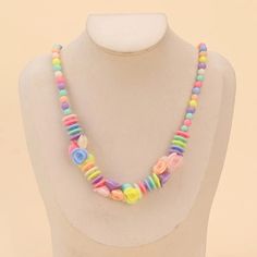 This Unique Rave Style Piece Is A Wonderful Addition To Your Wardrobe And Your Style; Sure To Get Lots Of Compliments! Gsunn350000j5y5 Diy Choker, Rave Style, Beads Candy, Candy Jewelry, Flowers Color, Bead Choker, Beaded Choker, Y2k Style, Colorful Flowers