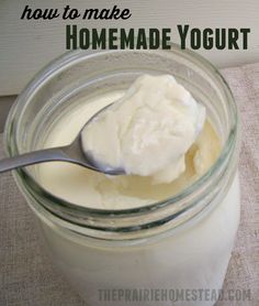 homemade yogurt in a jar with a spoon