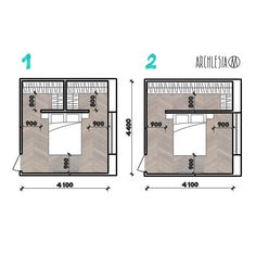 the floor plan for an apartment with two separate rooms and one attached to each other