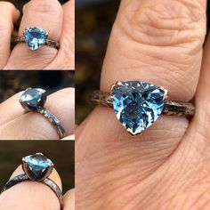 The Maggie ring has three large prongs which each prong has been cut in to three tiny prongs. The stone is a trillion blue topaz. The Topaz is sky blue 2.28cts 8 mm trillion. The metal is rose gold in color, which is actually my custom alloy Robonium. Size 7 JC184 Convo me about sizing this ring has limitations. All USA buyer ship free. International buyer please convo me about shipping cost and please check with your local mail center for restrictions on jewelry to your country. Fine Jewelry Trillion Cut Topaz Ring, Fine Jewelry Topaz Ring With Trillion Cut, Fine Jewelry Topaz Ring With Trillion Cut Gemstone, Trillion Cut Blue Topaz Wedding Jewelry, Blue Trillion-cut Topaz Ring, Blue Topaz Trillion Cut Ring, Blue Trillion Cut Topaz Ring, Trillion Cut Blue Topaz Gemstone Jewelry, Trillion Cut Topaz Jewelry For Anniversary