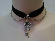 Картинка с тегом «rose» Black Ribbon Choker, Diy Choker, Box Diy, Charm Chain, Black Choker