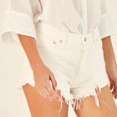 -New Free People Shorts (No Tags) -Denim White Shorts -Distressed Shorts Throughout -Women's Size 24 -Measurements In Photos -Content Tag Pictured -Please See Photos White Distressed High Waist Bottoms, White Distressed Mid-rise Bottoms, White Distressed Cutoff Bottoms, White Ripped Short-length Bottoms, White Ripped Cutoff Bottoms, White Distressed Short Bottoms, White Distressed Jeans For Summer, White Distressed Summer Jeans, Distressed White Jeans For Summer