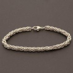 Petite Classic 925 Sterling Silver  Byzantine Bracelet,  Sterling Silver 13mm lobster clasp  (B10) Viking Knit Tutorial, Knit Tutorial, Jump Ring Jewelry, Chainmail Jewelry, Viking Knit, Medical Bracelet, Beautiful Bracelets, Ankle Chain, Bracelet Sterling Silver