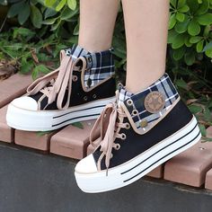 2 Colors Cute Harajuku Y2K Shoes ON641 Sepatu Platform, Y2k Shoes, Kawaii Shoes, Smink Inspiration, Girly Shoes, Aesthetic Shoes, Casual Heels, Converse Sneakers, Kawaii Clothes