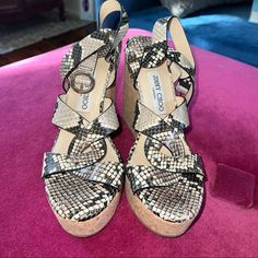 Worn Once. Great Condition Jimmy Choo Platform, Shoes 2021, Jimmy Choo Shoes, Womens Shoes Wedges, Platform Wedges, Jimmy Choo, Wedges, Women Shoes, Cream