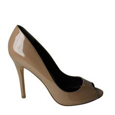 Set atop a stiletto heel, these pedicure-ready pumps are an essential addition to your desk-to-dinner wardrobe. Size: 5.5.  Color: Beige.  Gender: female.  Age Group: adult. Open Toe Court Shoes With 4-inch Heel For Office, Sleek Fitted Open Toe Court Shoes, Office Heels With Open Heel, Open Toe Patent Leather Heels For Office, Classic Beige Heels For Party, Classic Beige Party Heels, Open Toe Patent Leather Heels For Work, Classic Open Toe Fitted Court Shoes, Classic Fitted Open Toe Court Shoes