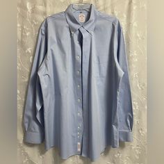 Brooks Brothers All Original Polo Shirt Long Sleeve Men’s Dress Shirt. Button Front, Size 17 6/7, New Without Tags. All Cotton Ships Usps Light Blue Dress Shirt With Buttons For Spring, Light Blue Dress Shirt For Business Casual, Light Blue Dress Shirt With Button Closure For Business, Light Blue Dress Shirt For Work, Light Blue Business Shirt With Buttons, Light Blue Buttoned Shirt For Business, Light Blue Buttoned Shirt For Formal Occasions, Classic Light Blue Shirt With Buttons, Light Blue Dress Shirt For Workwear