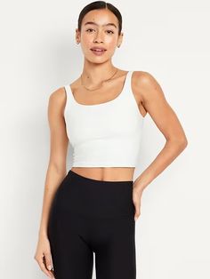 Light Support PowerSoft Longline Sports Bra | Old Navy White Lilies, Jack Black, Brown Floral, Wide Straps, Wicks, Long A Line, Workout Clothes, Old Navy, Scoop Neck