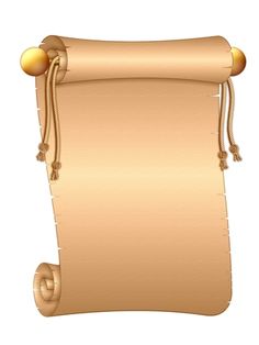 an old scroll with tassels is shown on a white background and has gold colored trim