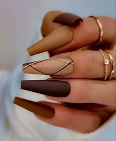 Uñas Color Cafe, Fall Acrylic Nails, Nagel Inspo, Brown Nails, Hot Nails, Coffin Nails Designs, Pretty Acrylic Nails, Fall Nail Designs, Chic Nails