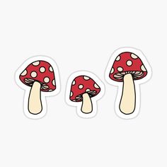 three red mushrooms with white dots sticker