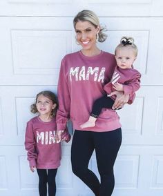 Now you can match your little one in these amazing Mama & Mini matching Sweatshirts. Unisex. They are made from light cotton babyterry fabric. Perfect for matching your family this season. Please note: Items need to be added to basket separately to receive the set. Regular fit, please order a size up if you like them to be oversized. Long sleeves for easy wear and layering. DTG Pigment Print - can be washed with warm water and can be ironed with care. Durable Print. Size: 6m - 8 years, S/M - XL Matching Mommy Daughter Outfits, Baby Sweats, Mom Daughter Outfits, Mommy Daughter Outfits, Mother Daughter Matching Outfits, Mom And Daughter Matching, Mama And Mini, Matching Sweaters, Matching Sweatshirts